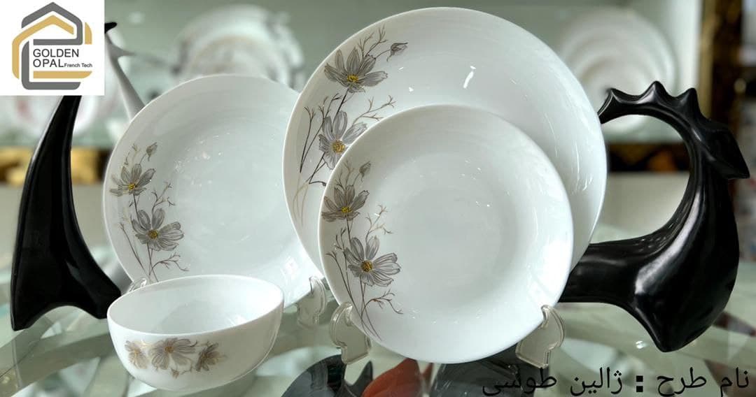 سرویس آرکوپال 26 پارچه 6 نفره گلدن اپال طرح ژالین توسی کد 2604