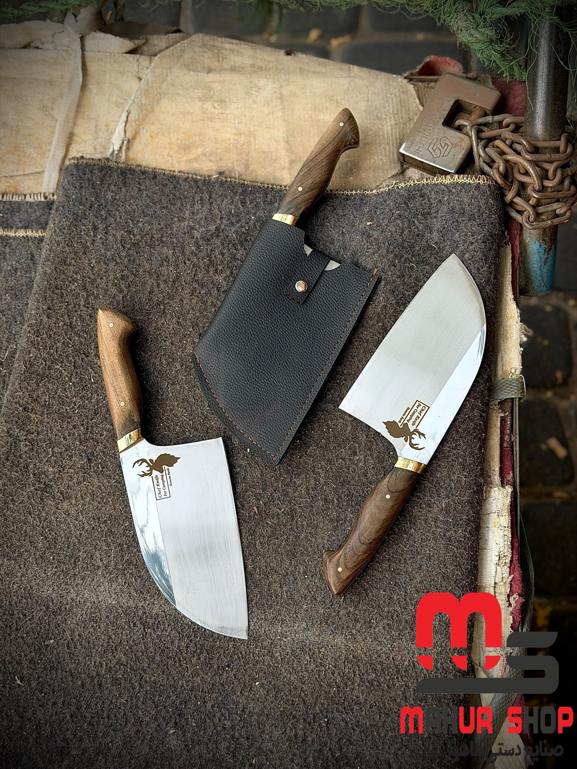 ساطور صربستانی دسته گردو فردی تیغه استیل