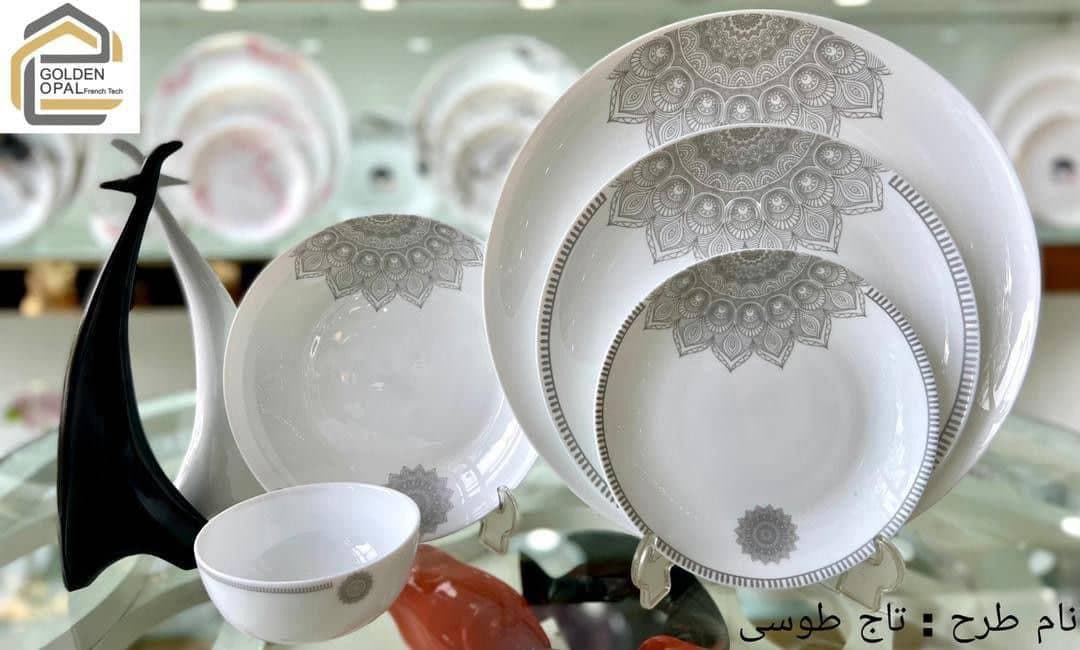 سرویس آرکوپال 26 پارچه 6 نفره گلدن اپال طرح تاج طوسی کد 2601