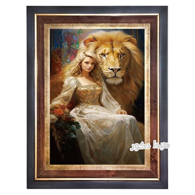 تابلو فرش ماشینی طرح شاهزاده و شیر کد 6457