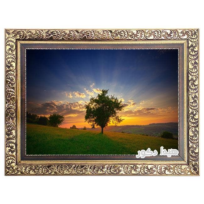 تابلو فرش ماشینی منظره غروب و تک درخت – 5518