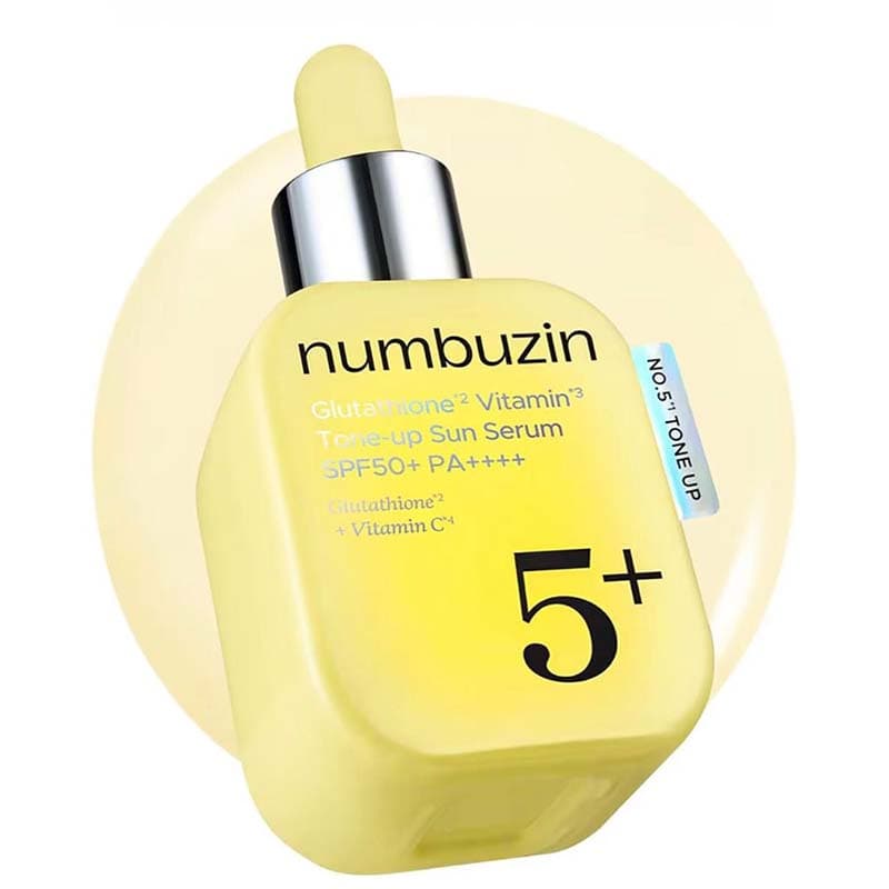 سرم ضد آفتاب و روشن کننده فوری پوست نامبوزین +Numbuzin No.5 Glutathione Vitamin Tone Up Sun Serum SPF50 — تصویر ۷