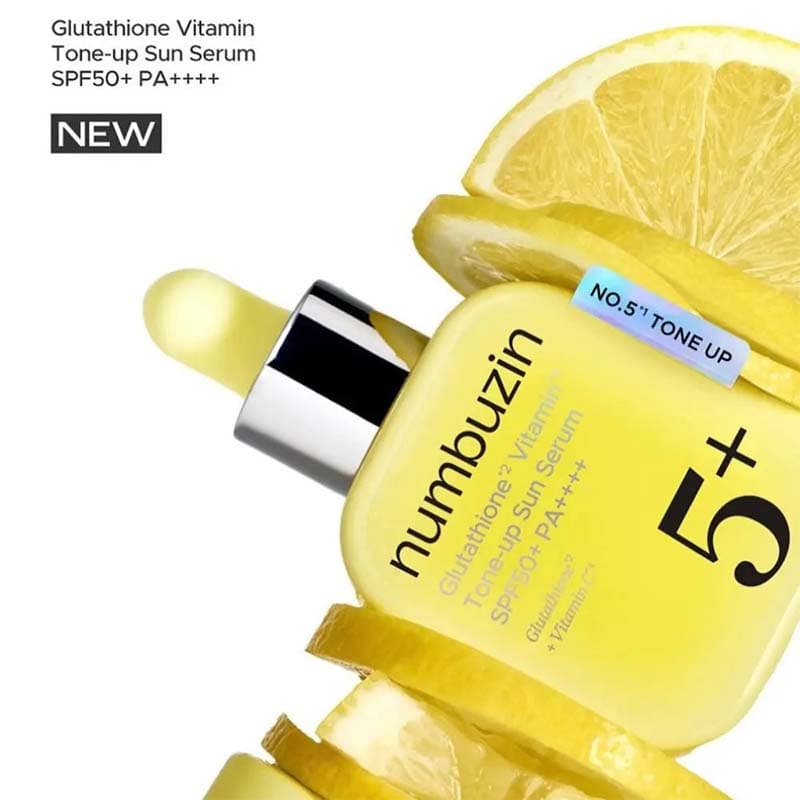 سرم ضد آفتاب و روشن کننده فوری پوست نامبوزین +Numbuzin No.5 Glutathione Vitamin Tone Up Sun Serum SPF50 — تصویر ۶