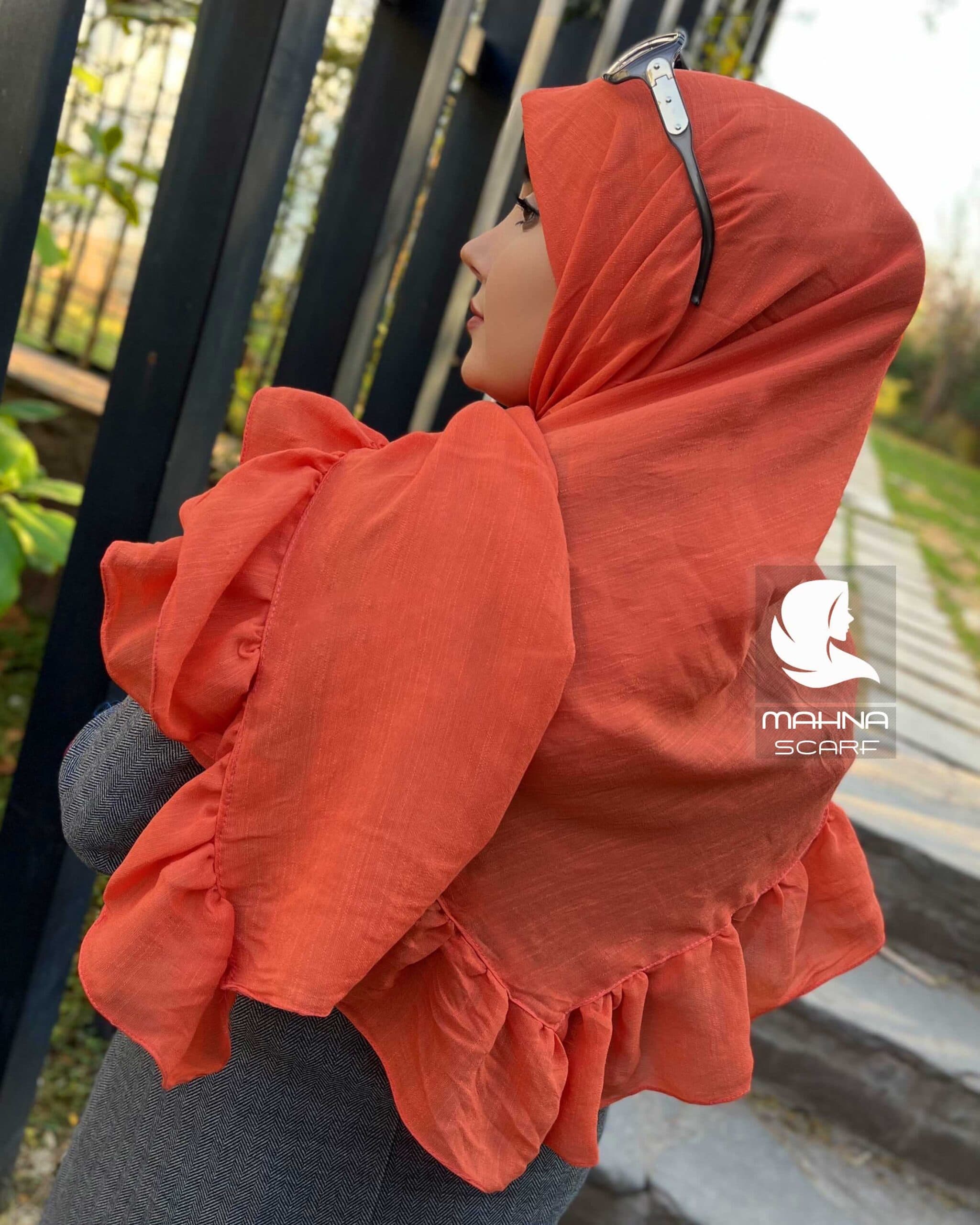 روسری چیندار نارنجی — تصویر ۳