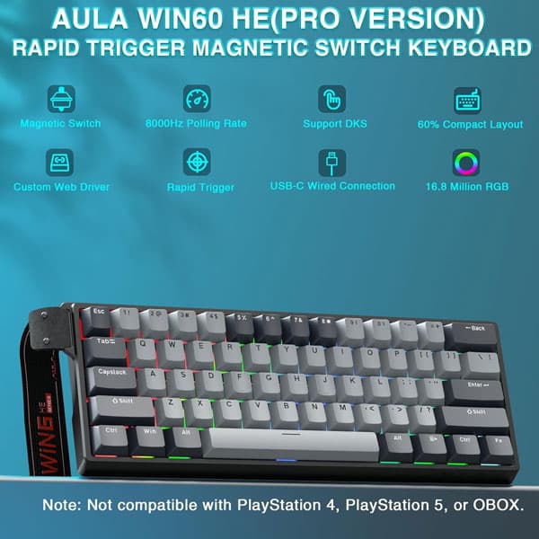 کیبورد گیمینگ آئولا مدل Win 60 HE Pro — تصویر ۸
