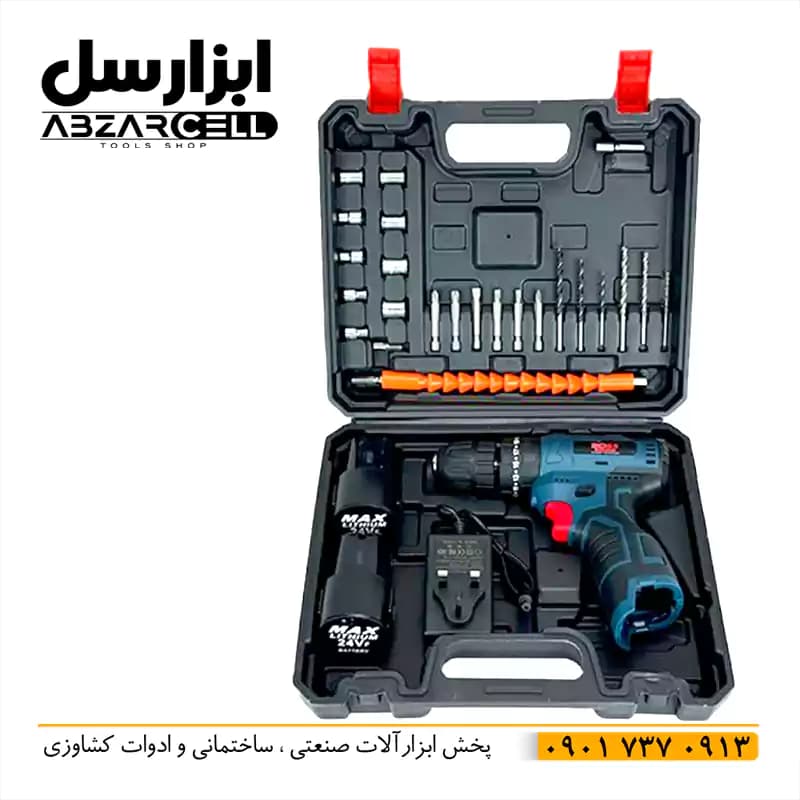 دریل پیچ گوشتی شارژی 18 ولت 24 پارچه باس| تکنولوژی آلمان (دو باتری)| طرح ronix — تصویر ۳