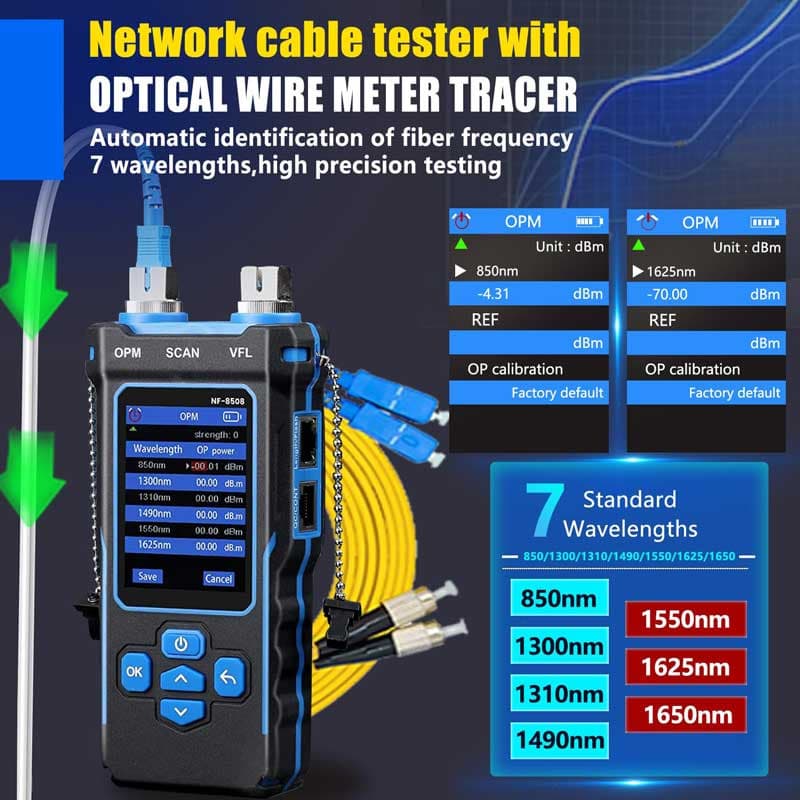 NOYAFA NF-8508 تستر شبکه، فیبر نوری و زوج یاب نویافا — تصویر ۱۱