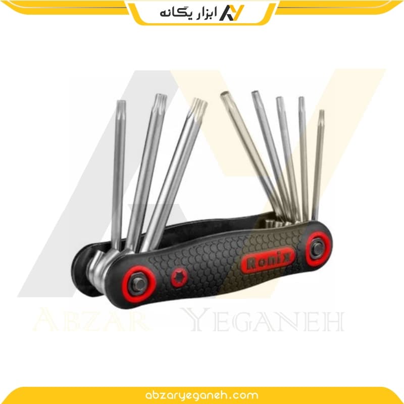 مجموعه ۸ عددی آچار آلن رونیکس RH-2021 – مدل ستاره‌ای چاقویی