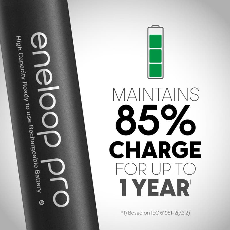 باتری قلمی قابل شارژ پاناسونیک مدل eneloop pro 2500mAh بسته 4 عددی — تصویر ۳
