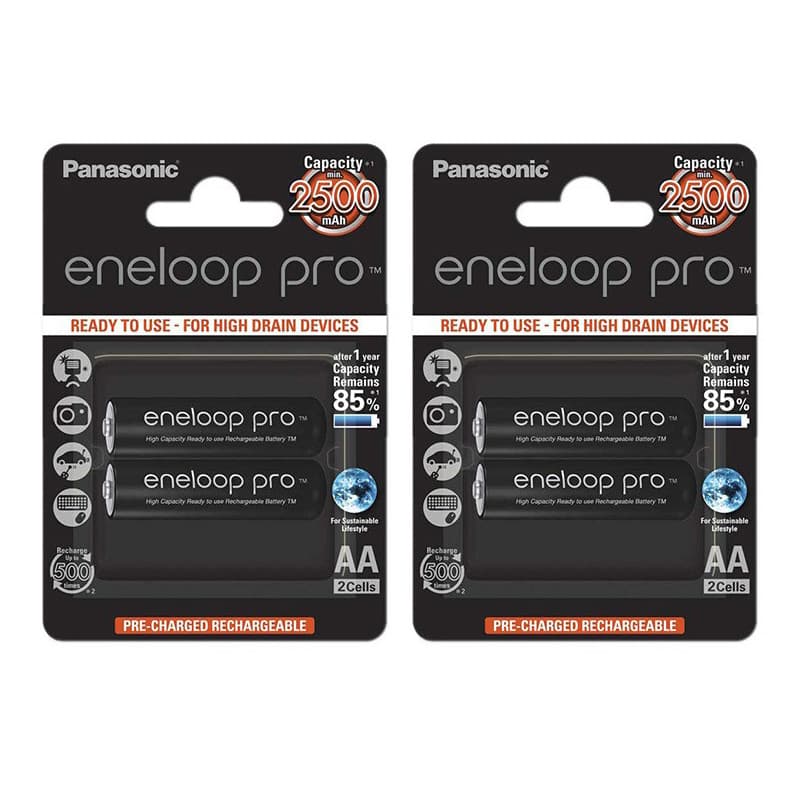 باتری قلمی قابل شارژ پاناسونیک مدل eneloop pro 2500mAh بسته 4 عددی — تصویر ۵