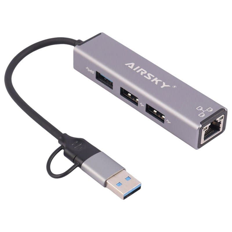 هاب 3 پورت با رابط USB3.0/Type-C و مبدل شبکه Airsky HC-78 — تصویر ۸