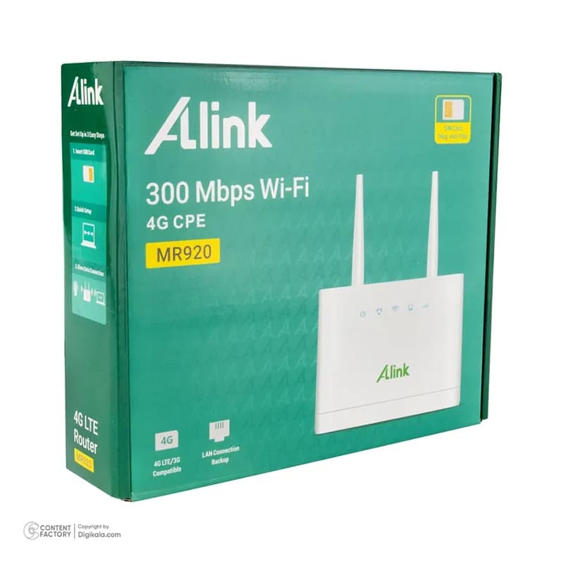مودم روتر 4G LTE بی سیم N300 ای لینک مدل ALink MR920 پلمپ — تصویر ۱۱