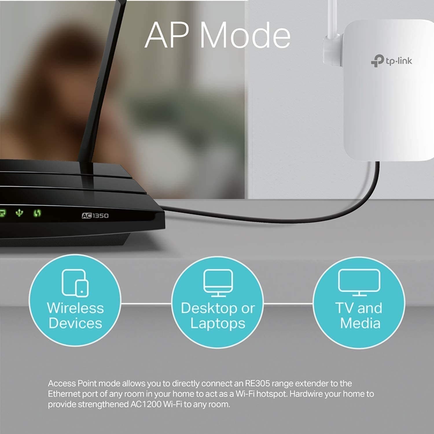 رنج اکستندر توسعه دهنده شبکه بی‌سیم AC1200 تی پی لینک TPLINK RE305 — تصویر ۴