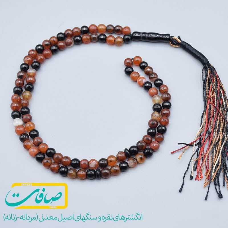 تسبیح سنگی عقیق طرح سلیمانی 100 دانه سایز متوسط