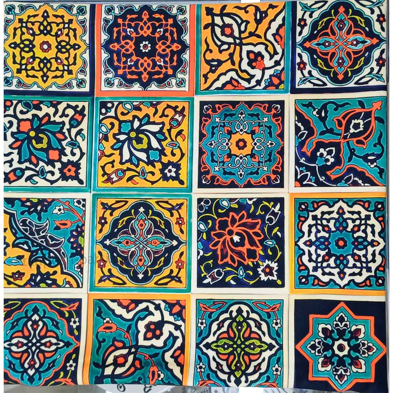 رومیزی مربع 100 در 100 سانت طرح چهل تکه جدید