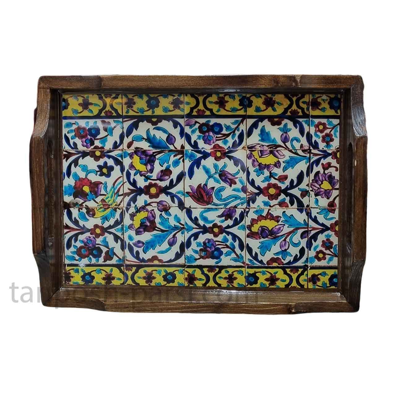 سینی چوبی مستطیل 20 در 30 سانت طرح گلستان