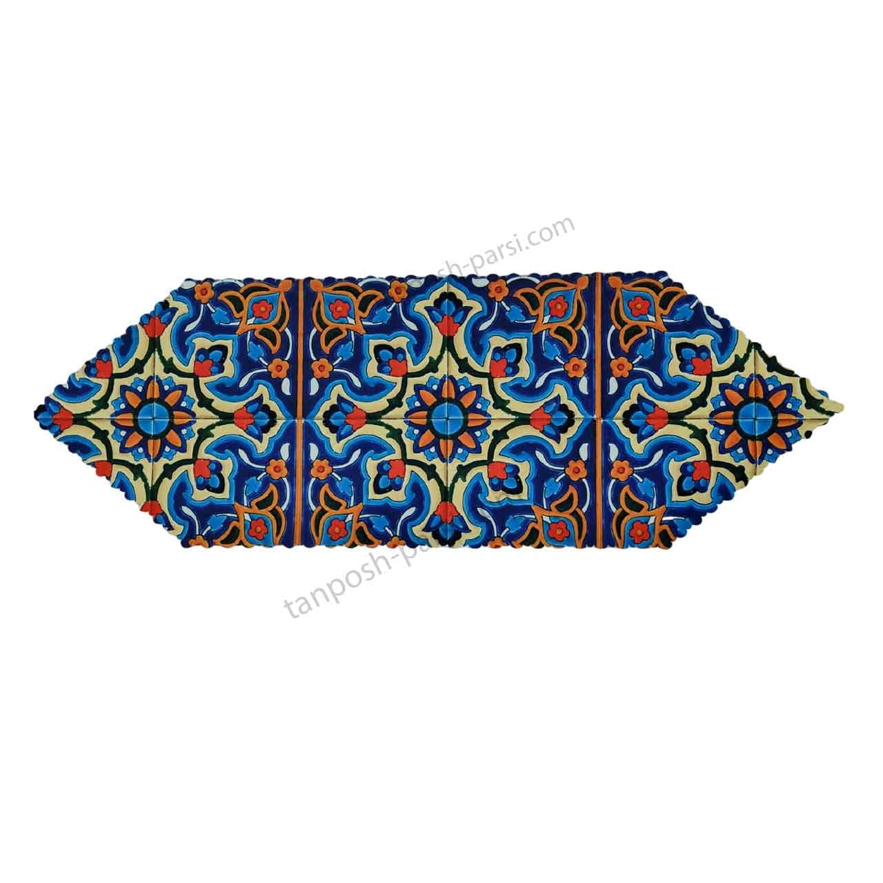 رانر مخمل 40 در 130 سانت آستر دار طرح کاشی هفت رنگ — تصویر ۳
