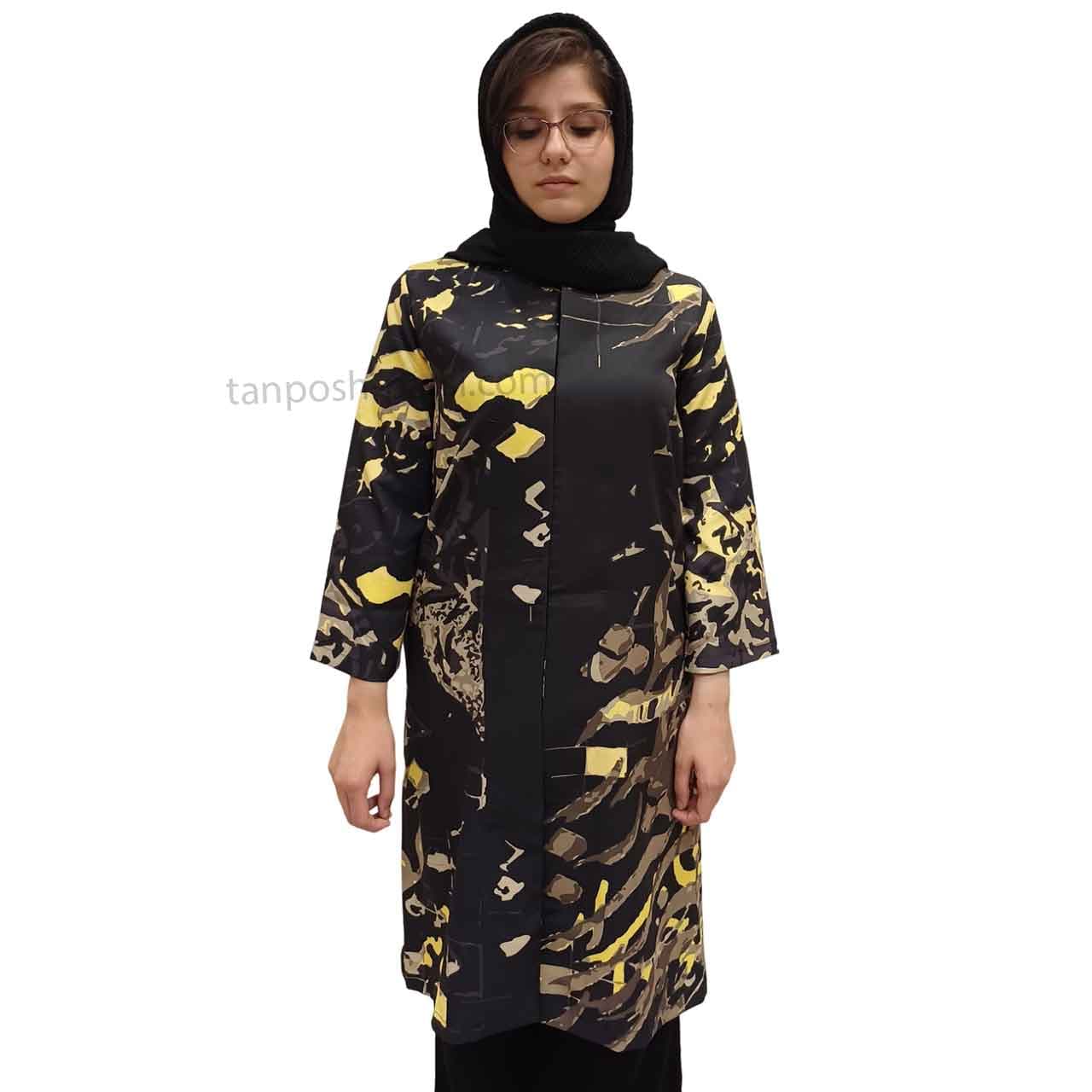مانتو خطاطی مشکی طلایی