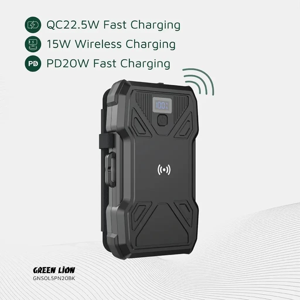 پاوربانک خورشیدی 5 پنل 20000 گرین لاین مدل GL-PX27 — تصویر ۹