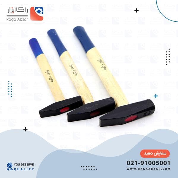 چکش 300 گرم دسته چوبی ایرانی (16 عددی) — تصویر ۳