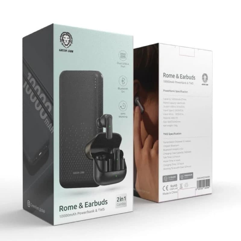 هندزفری بلوتوثی به همراه پاوبانک گرین لاین مدل Green Lion Rome & Earbuds — تصویر ۳