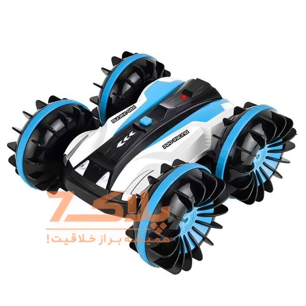 ماشین بازی کنترلی طرح خاکی و آبی مدل Stunt 2in1