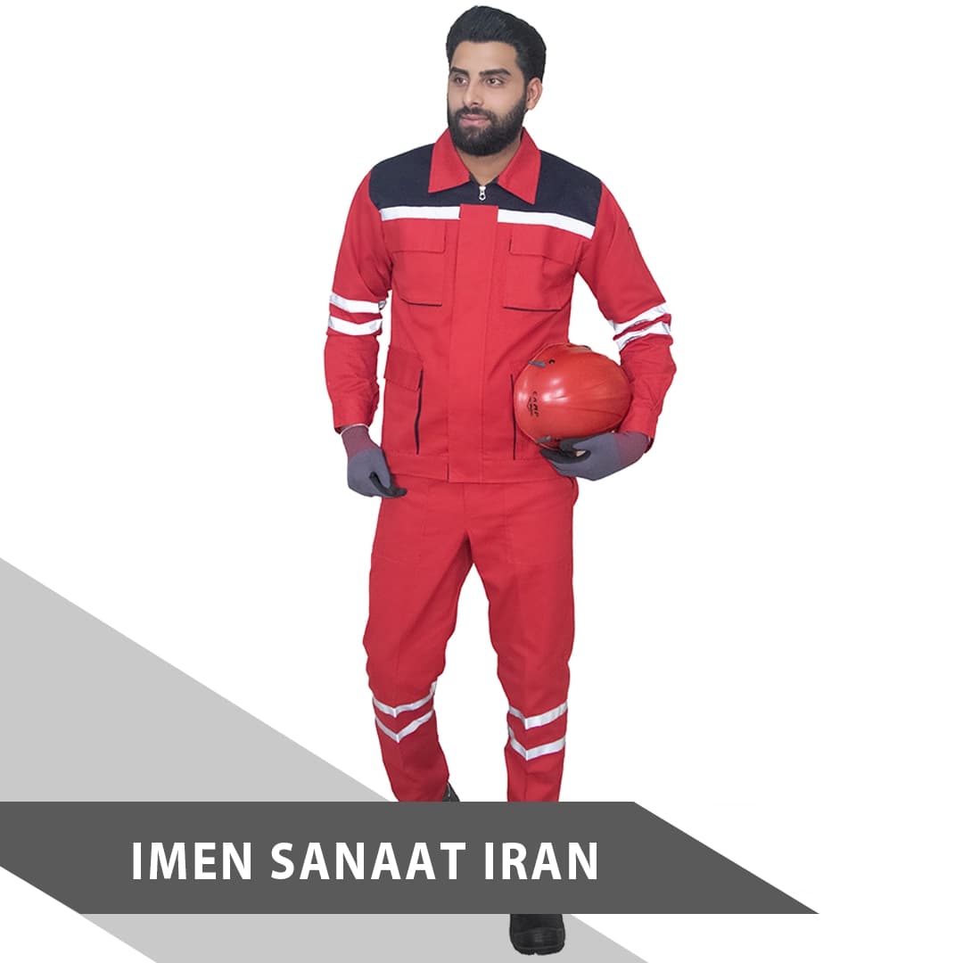 لباس کار قرمز رنگ کد 1000 — تصویر ۲
