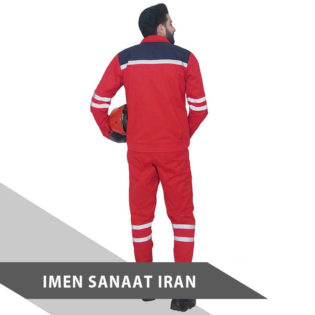لباس کار قرمز رنگ کد 1000 — تصویر ۳