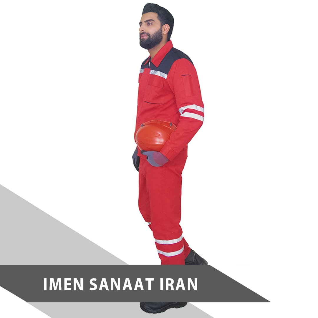 لباس کار قرمز رنگ کد 1000 — تصویر ۴