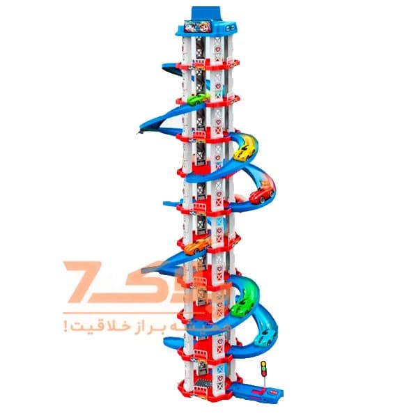 کیت ماشین بازی مدل پیست مسابقه مارپیچی طرح پارکینگ 10 طبقه سگهای نگهبان کد MH 2006