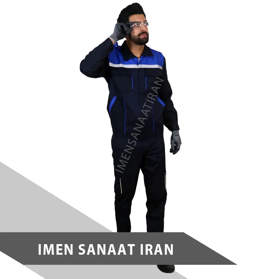 لباس کار سفارشی رنگ سرمه ای آبی نفتی شبرنگدار کد 1071