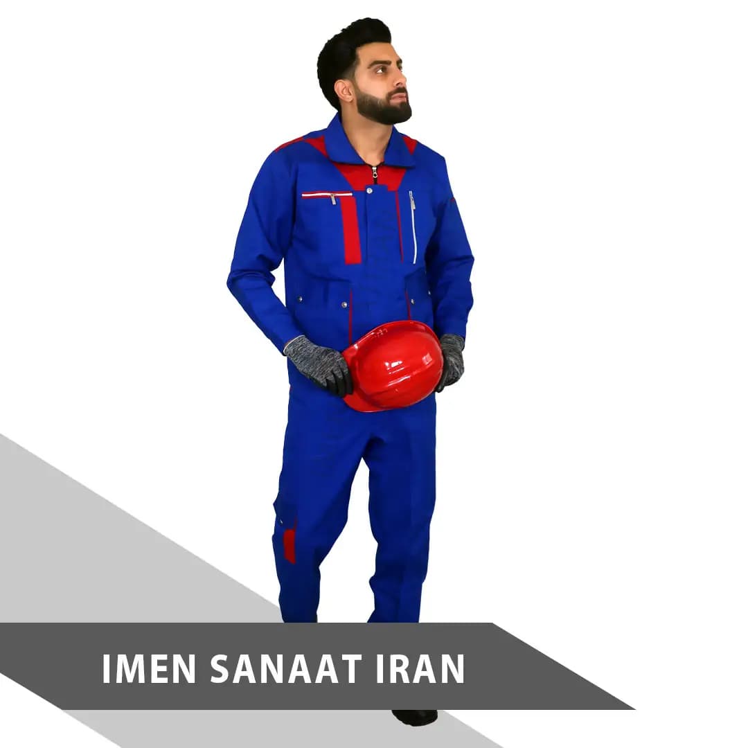 لباس کار مدل رامتین رنگ آبی کاربنی قرمز کد 1026