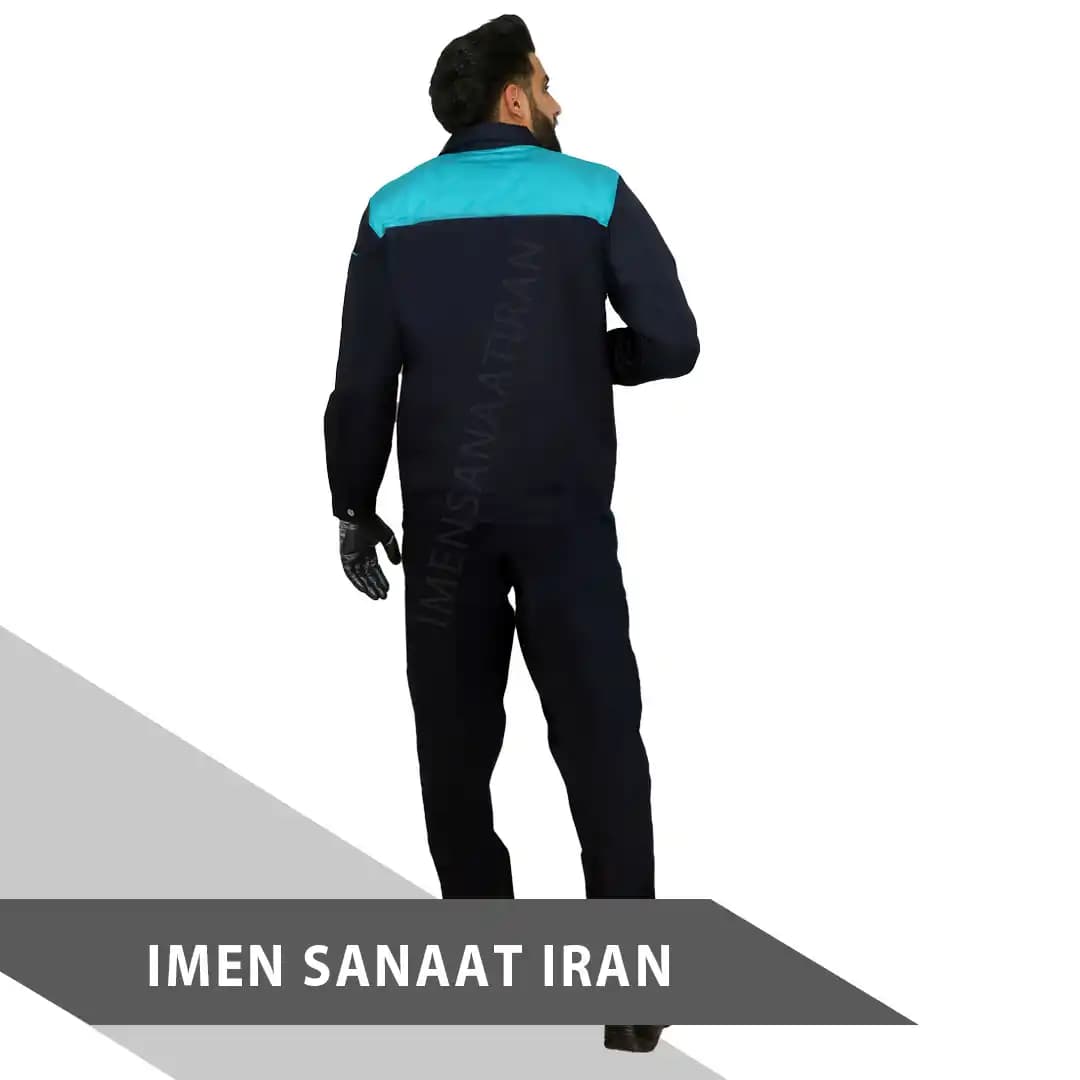 لباس کار سفارشی رنگ سرمه ای و سبز آبی کد 1013 — تصویر ۳