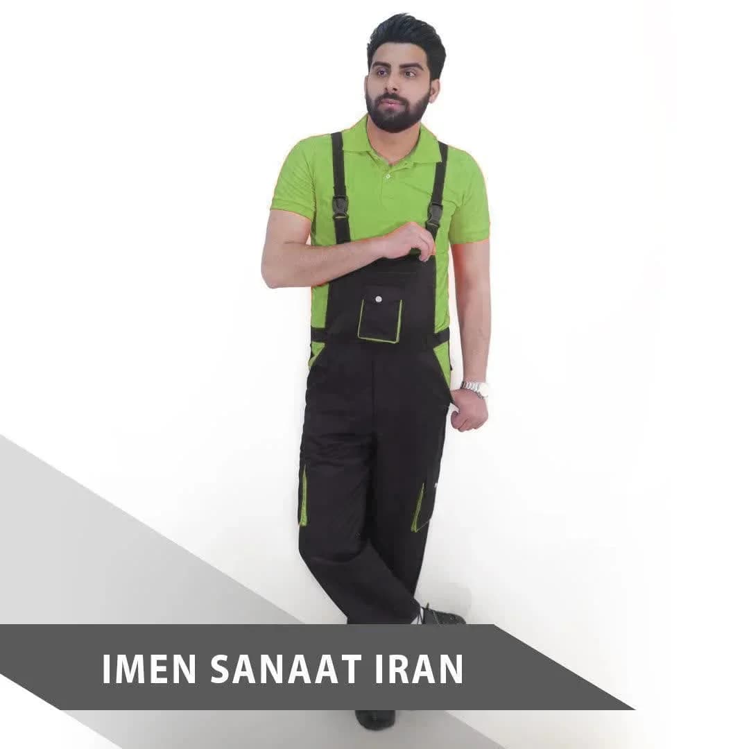 لباس کار دوبنده رنگ مشکی سبز کد 1104