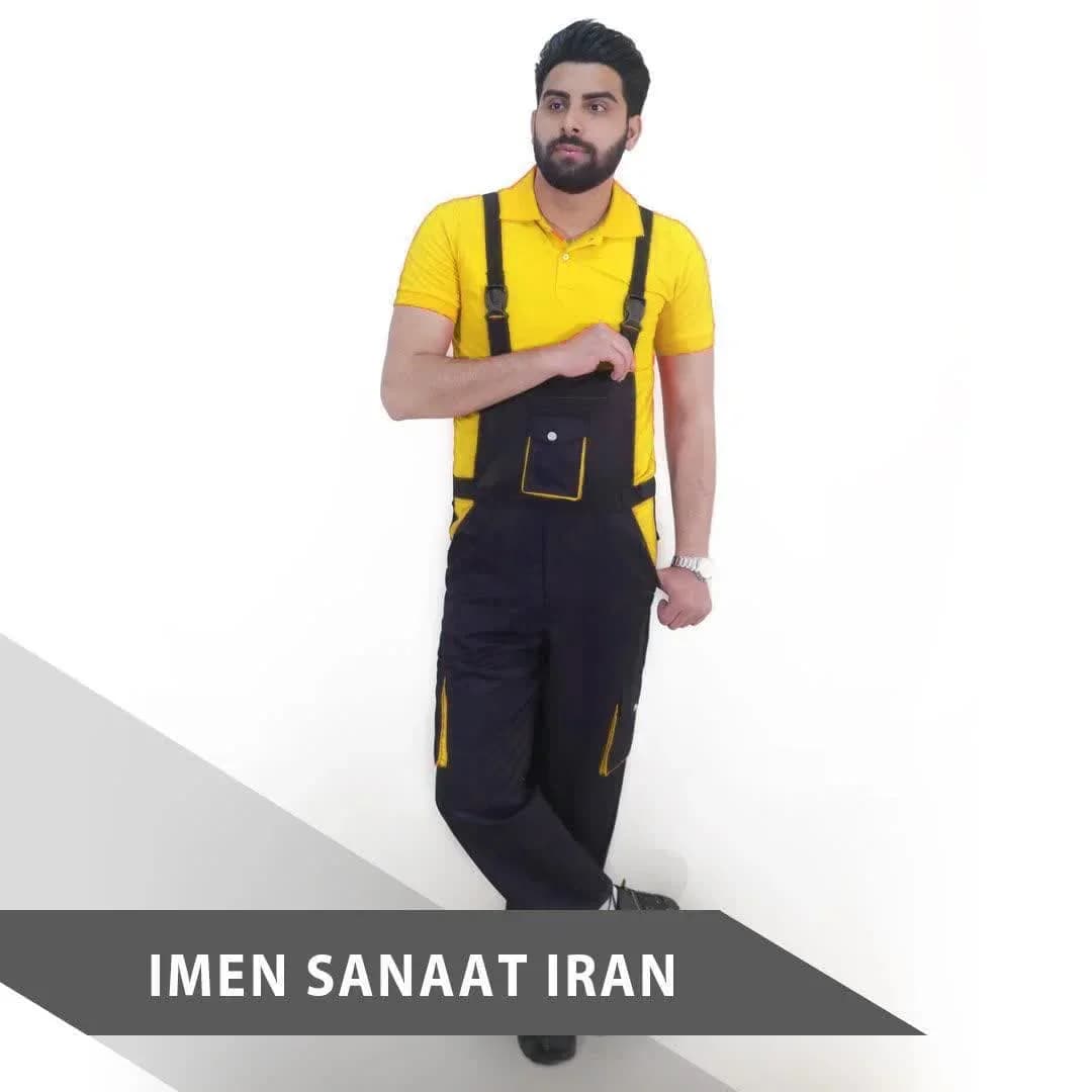 لباس کار دوبنده رنگ مشکی زرد کد 1106