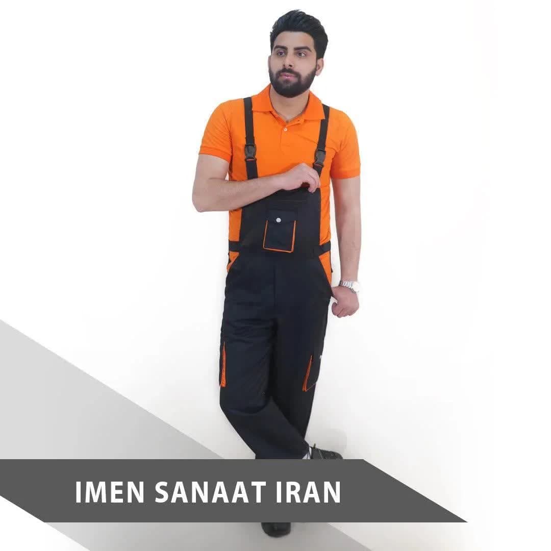 لباس کار دوبنده مشکی نارنجی کد 1107 — تصویر ۲