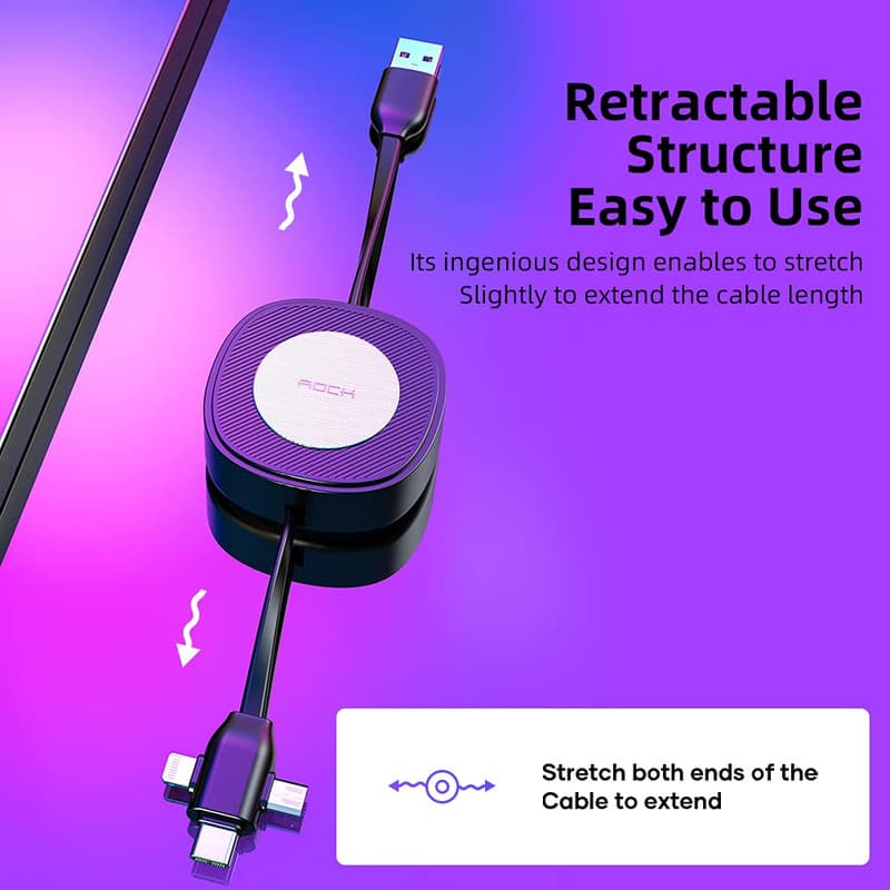 کابل تبدیل USB به لایتنینگ / USB-C / microUSB راک مدل G3 طول 1 متر — تصویر ۹