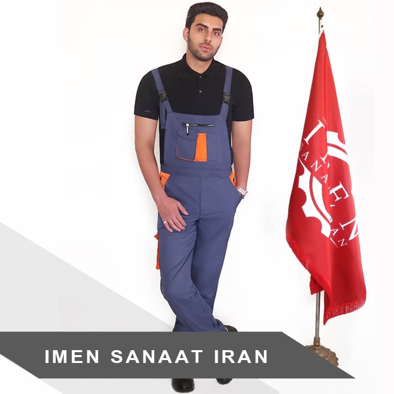 لباس کار دوبنده طوسی تیره نارنجی کد 1127