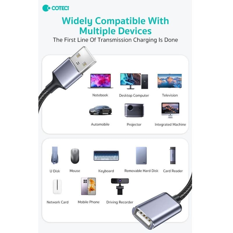 کابل افزایش طول USB کوتتسی مدل 87802-1m طول 1 متر — تصویر ۱۲