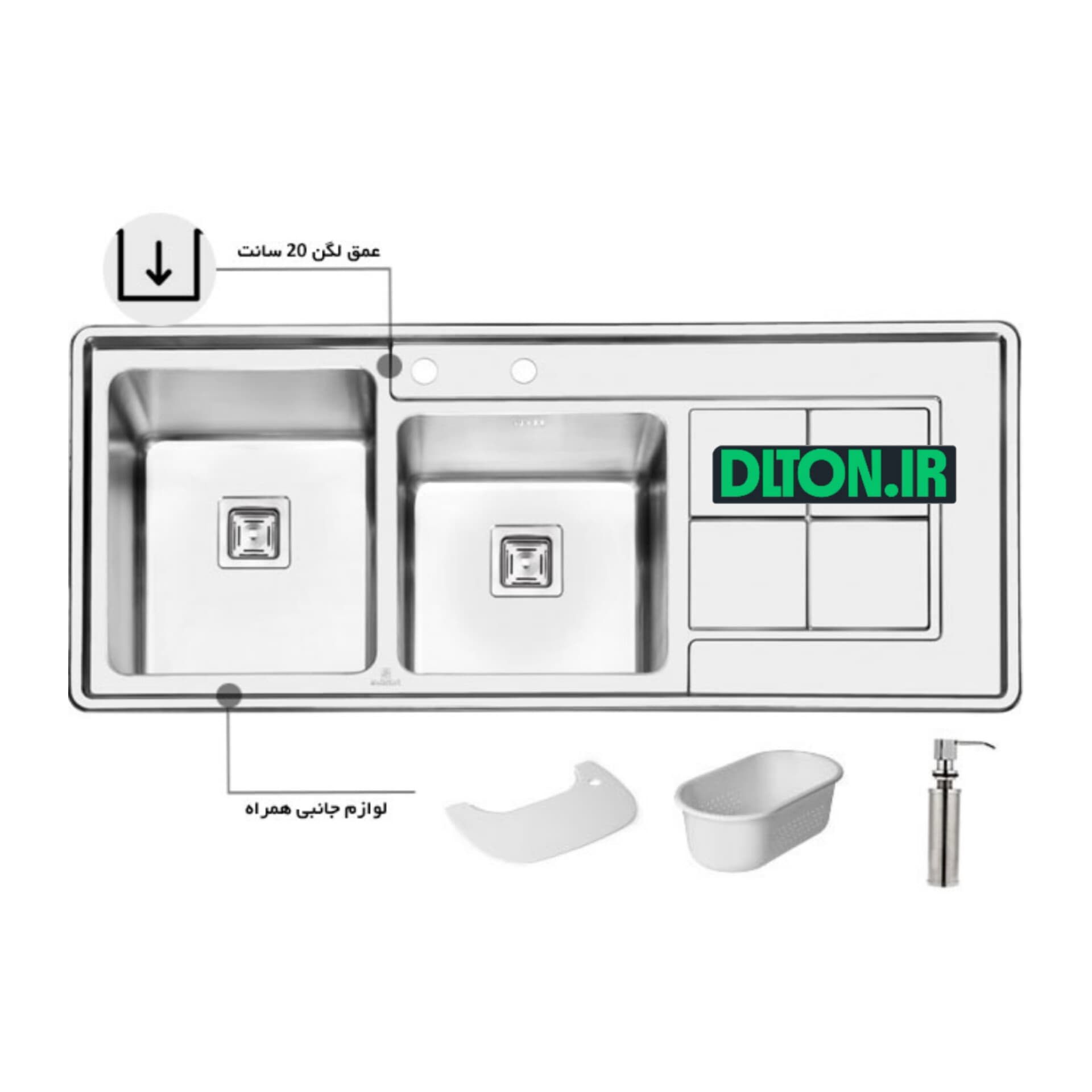 سینک فانتزی توکار پرنیان استیل مدل PS 1213 — تصویر ۳
