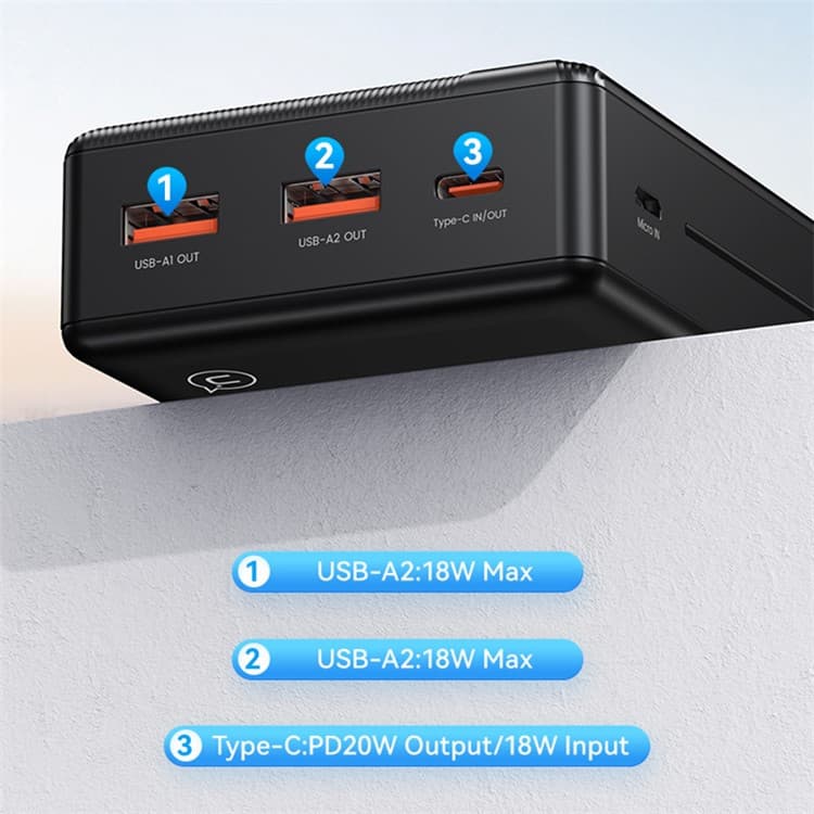 پاوربانک یوسمز مدل CD204 ظرفیت 20000 میلی آمپر ساعت — تصویر ۳