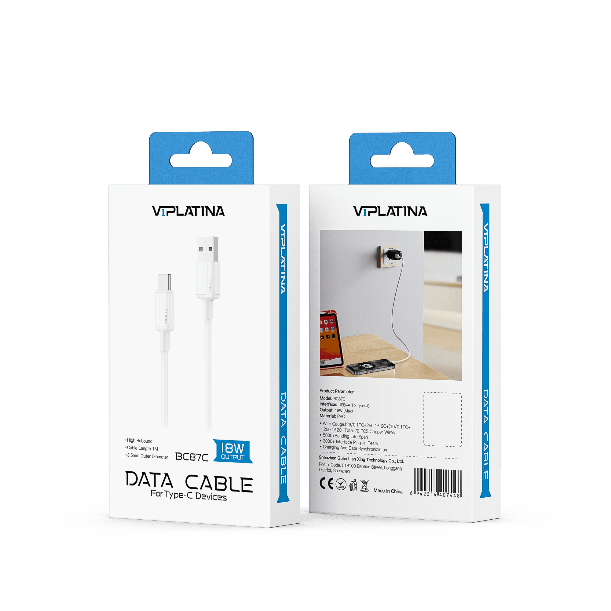 کابل تاپیسی وی آی پلاتینا VIPLATINA BC87 طول 1متر 18w — تصویر ۵