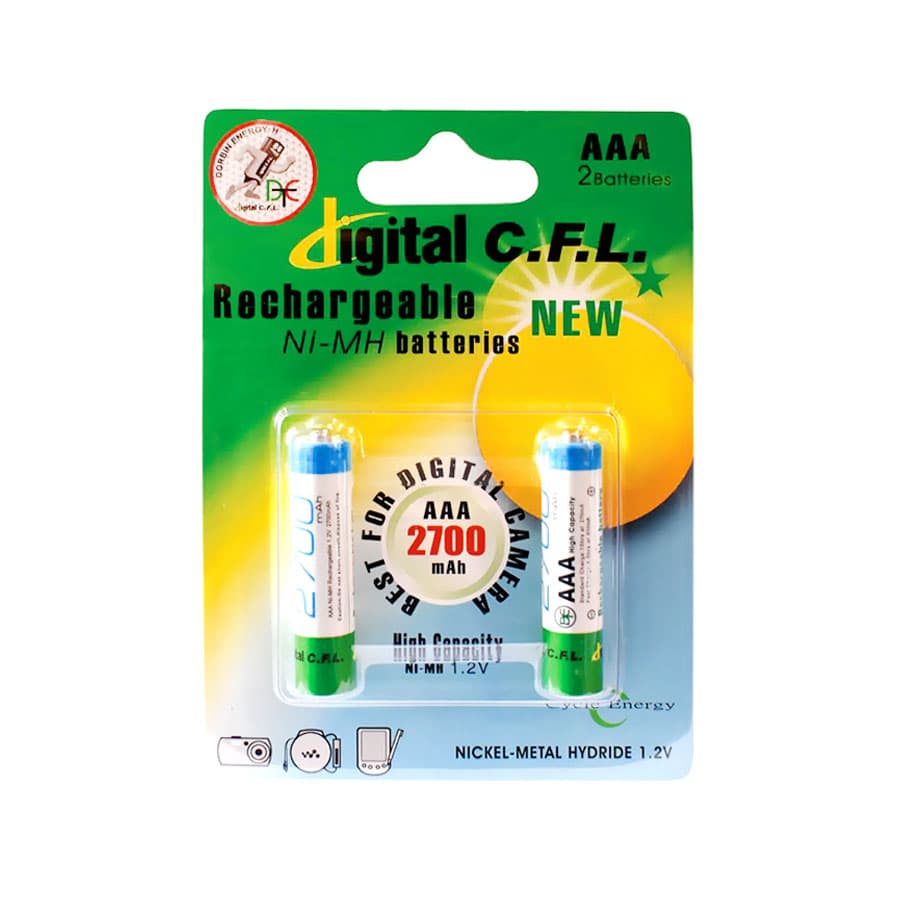 باتری نیم قلمی قابل شارژ سی اف ال CFL مدل 2700 بسته 2 عددی — تصویر ۲