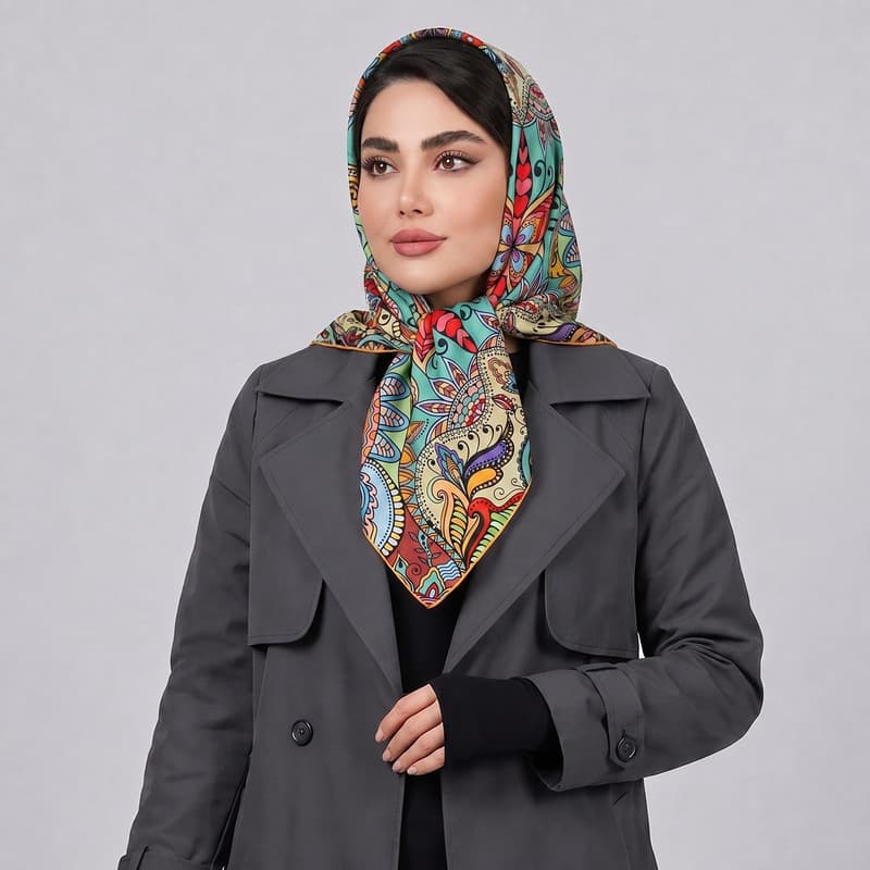 روسری زنانه آنالیا مدل ابریشمی طرح ماهان کد ana-2020 — تصویر ۱۲