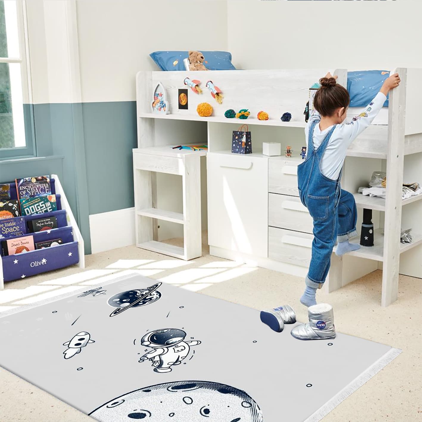 فرشینه چاپی طرح مینیمال و ساده فضانورد و سیارات WA-3873