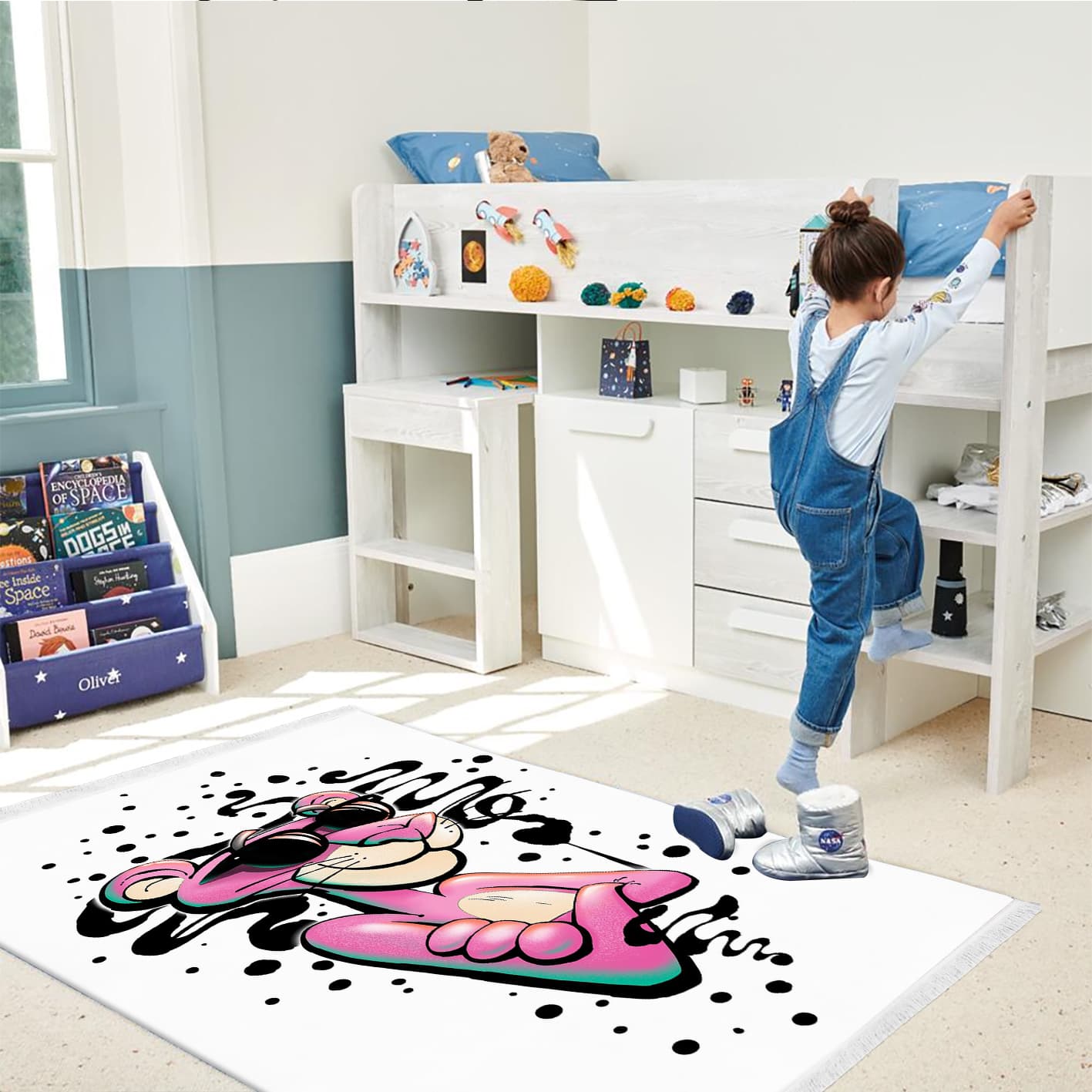 فرش کارتونی پلنگ صورتی برای اتاق کودک WA-3684
