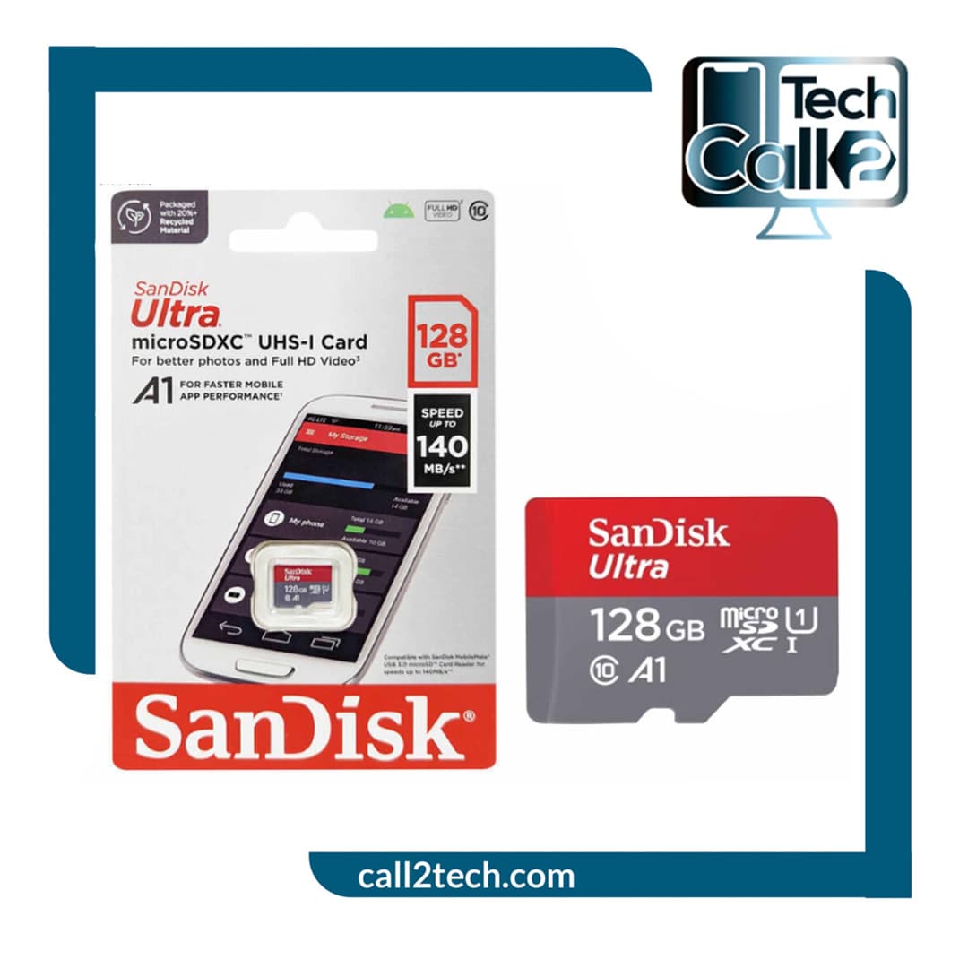 کارت حافظه microSDXC برند SanDisk مدل Ultra A1 ظرفیت 128 گیگابایت کلاس 10 استاندارد UHS-I سرعت 140MBps