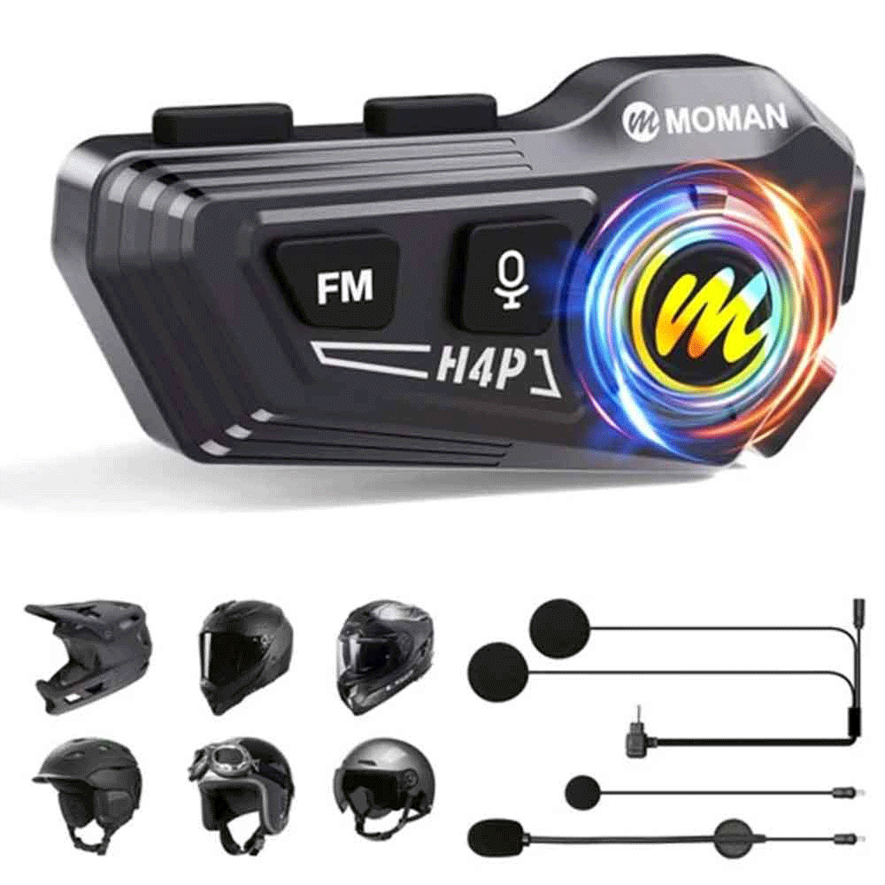 هدست کلاه کاسکت موتورسیکلت Moman RS-H4P | صدای HiFi، کاهش نویز دوگانه، باتری 1000mAh و RGB — تصویر ۷