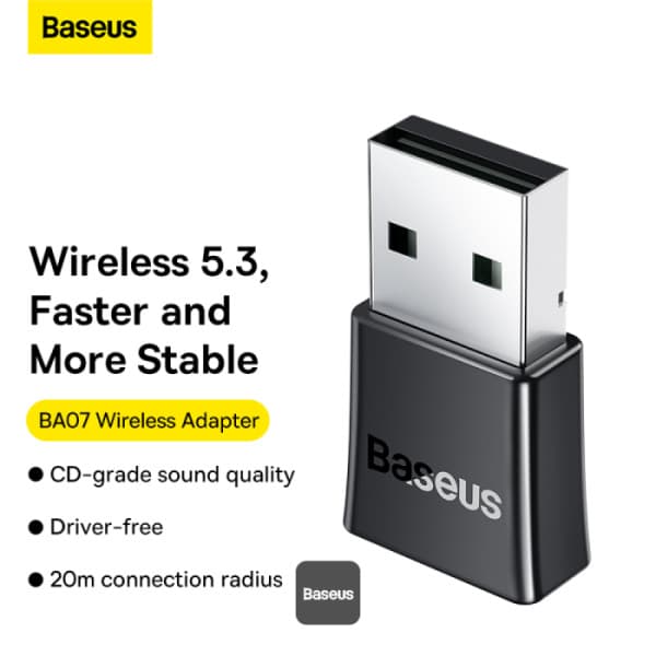 دانگل بلوتوث باسئوس مدل BA07 | Bluetooth 5.3، USB، برد 20 متر — تصویر ۳