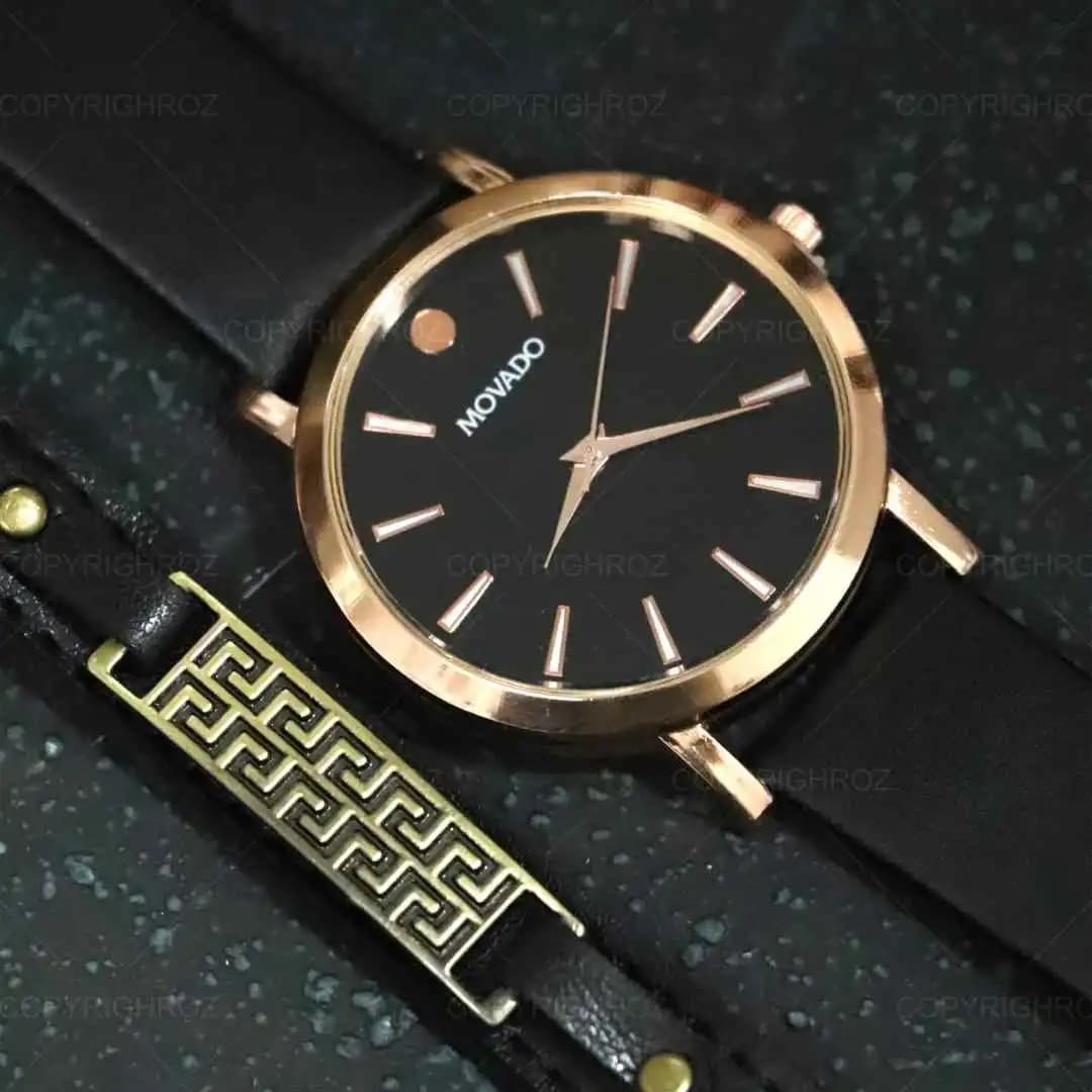 ساعت مچی مردانه Movado و دستبند چرمی مدل 342 — تصویر ۵